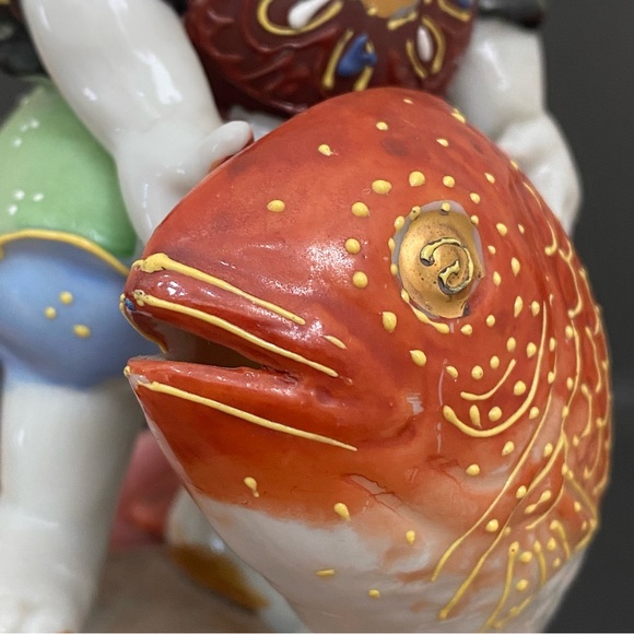 Vintage Signed Kutani Ebisu God Of Fishermen and Luck 5.75” Porcelain Figurine - Picture 13 of 15